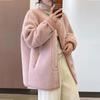 Women's Taro Purple Shearling Lambswool Coat - Korean Style, Loose Fit, Thickened Winter Top