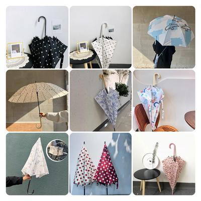 Korean Women's Long Handle Windproof Automatic Umbrella: High-End Curved Design, Dual-Use for Sun and Rain, Perfect for Advertising