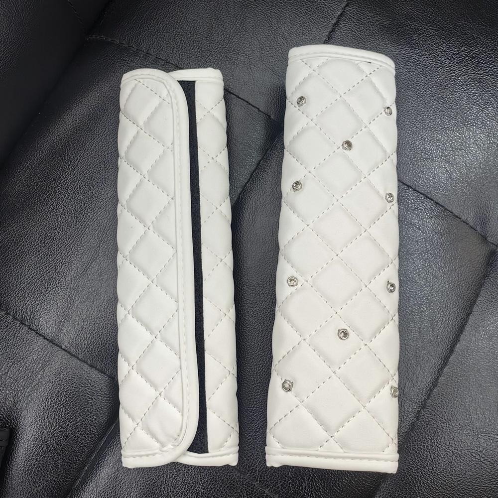 2pcs Soft Leather Universal Car Safety Seat Belt Cover Diamond Crystal Auto Shoulder Pad Styling Car Interior Accessories