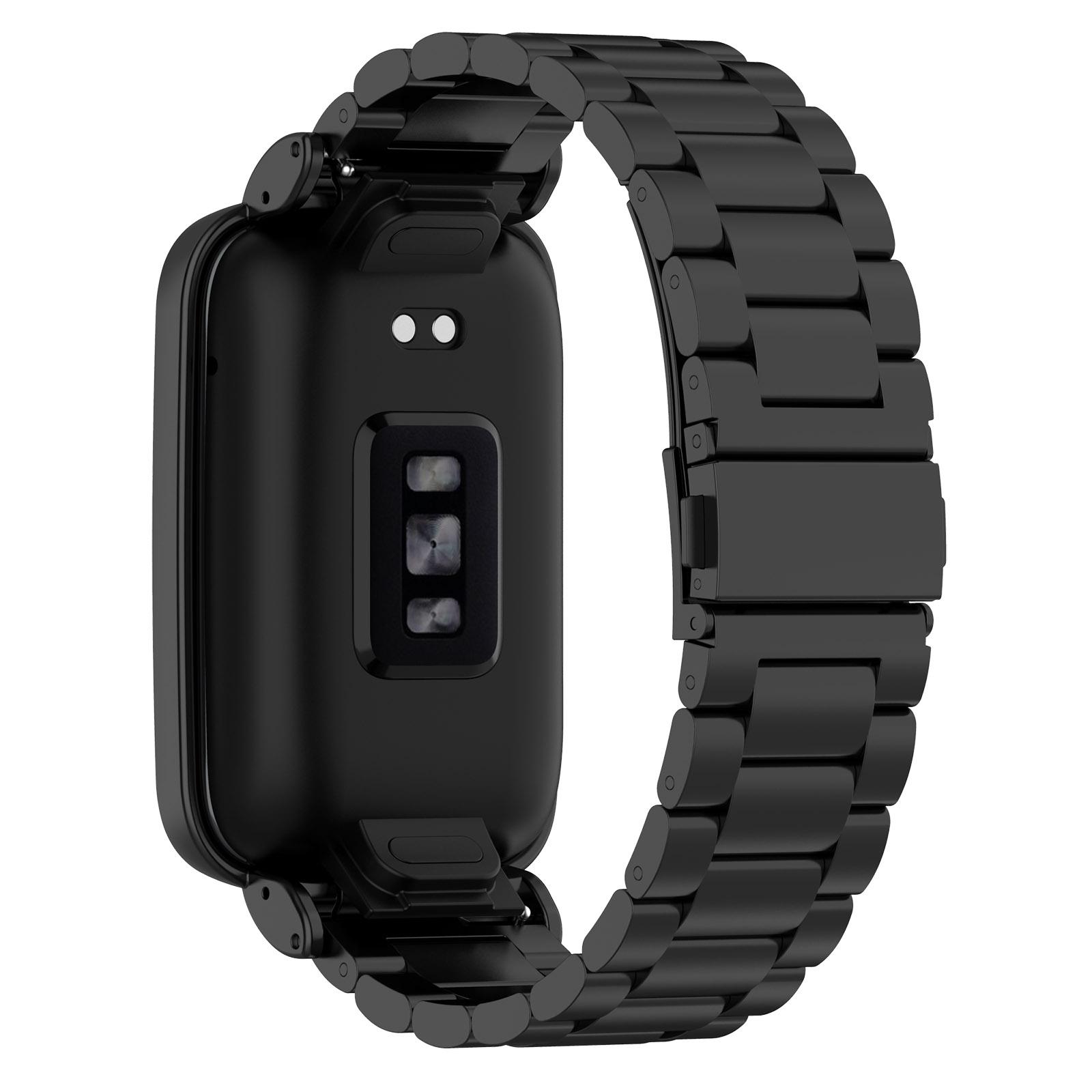 

For Xiaomi Mi Band 7 Pro Replacement Smartwatch Band Stainless Steel 3 Beads Wrist Strap with Watch Case Black