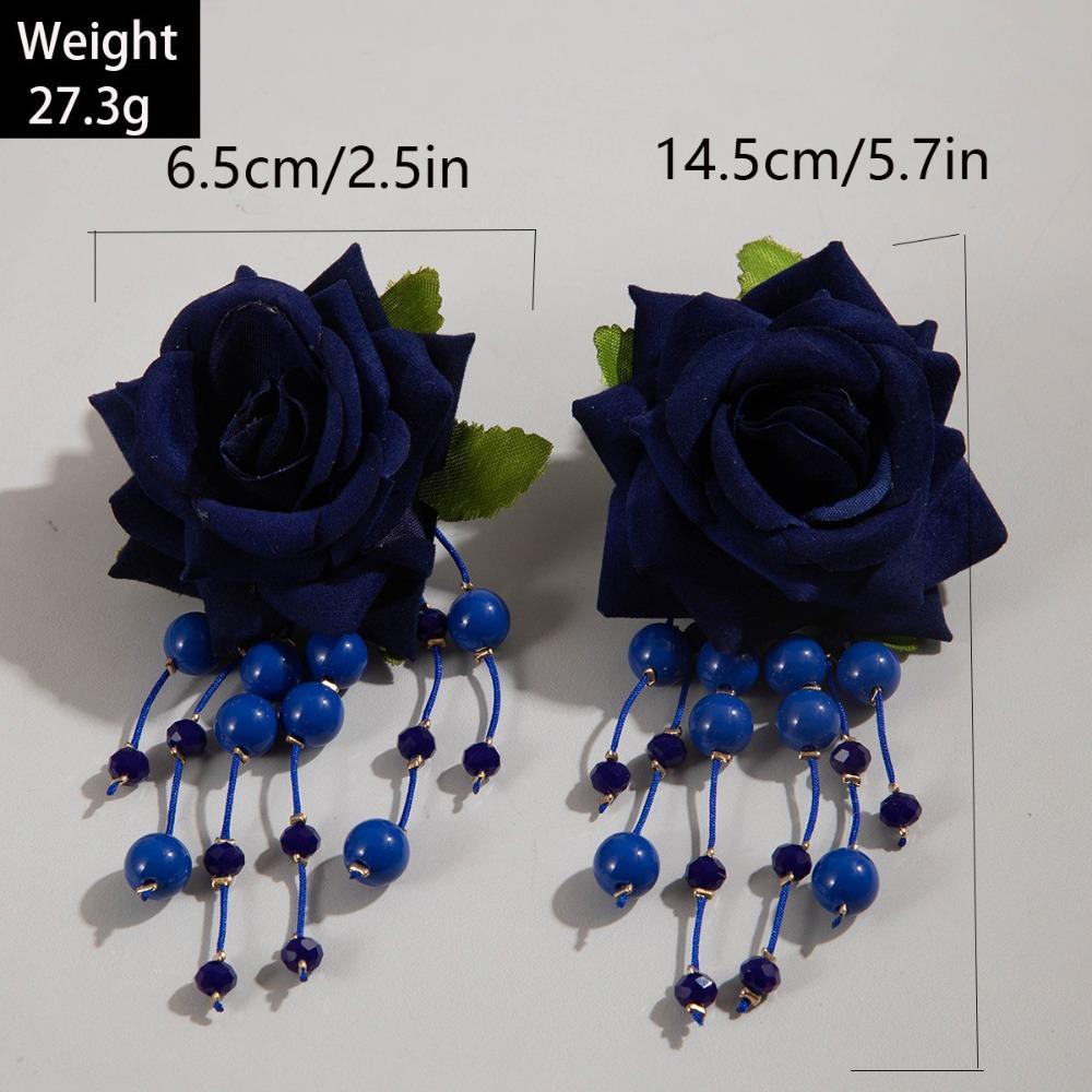 Multicolor Flower Pendant Earrings Rose Flower Large Flower Earrings Women's Earrings  Women