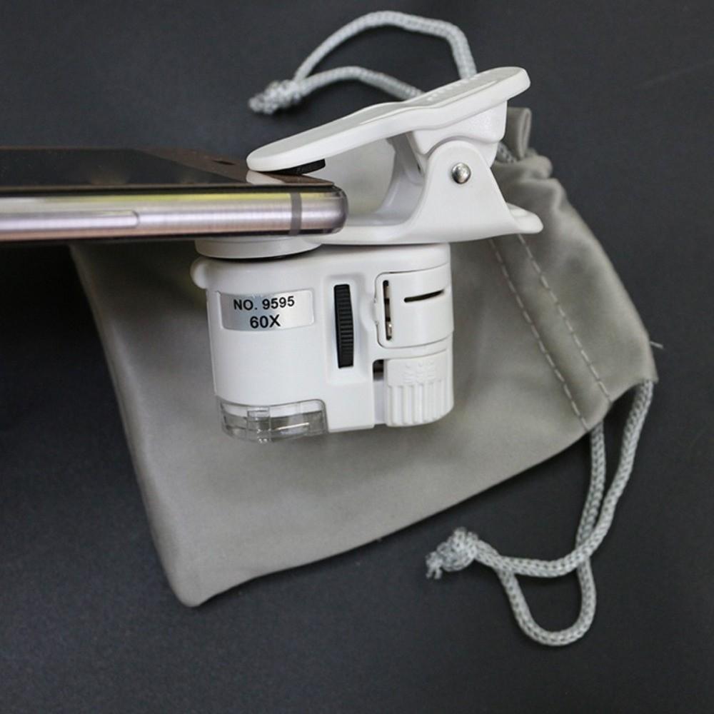 LED UV Lights Pocket Microscope 60X Magnification Zoom Microscope For Stamp