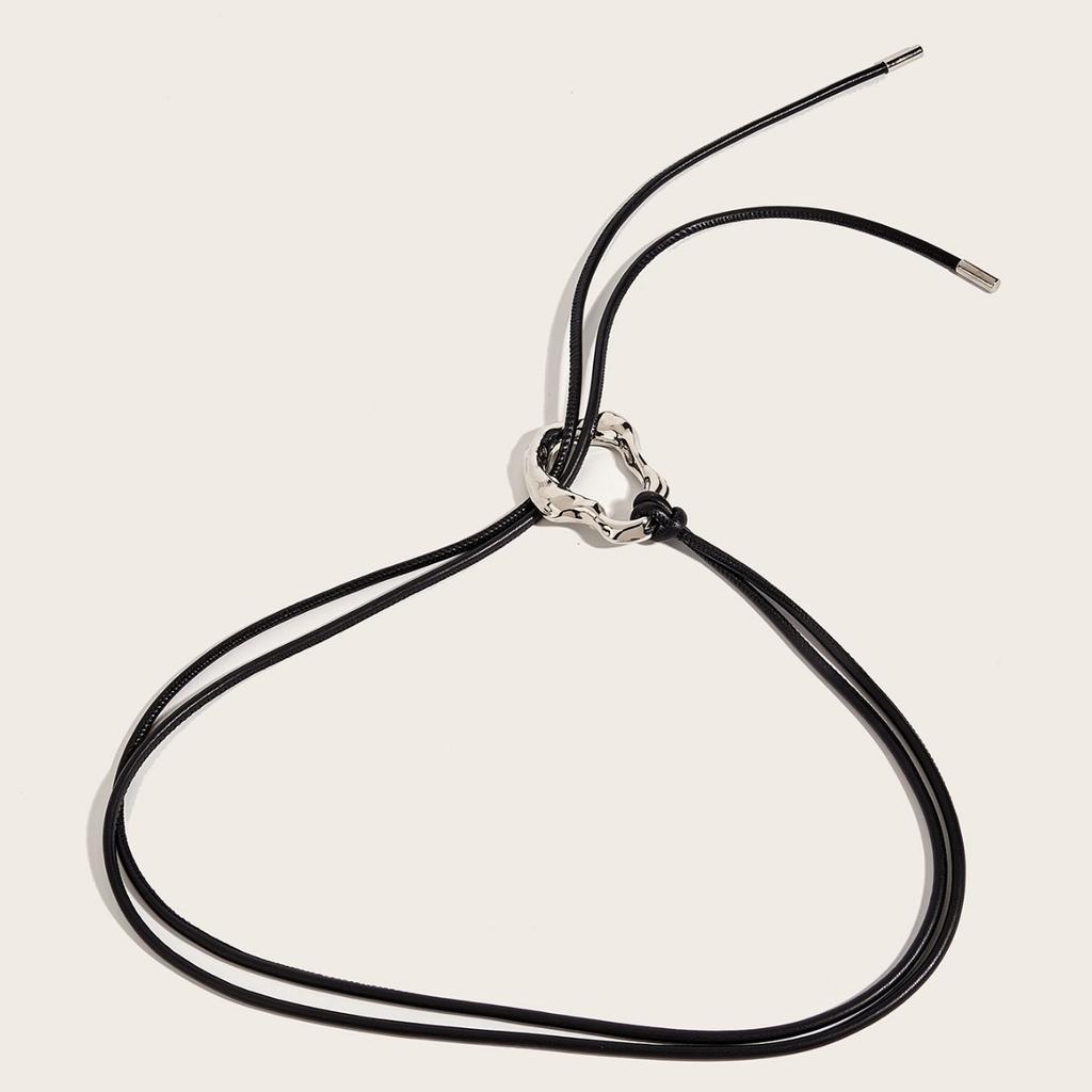 Metal Buckle Soft Leather Rope Knotted Belt Women'S Matching Coat With Down Jacket Decorative Sweater Skirt Thin Belt