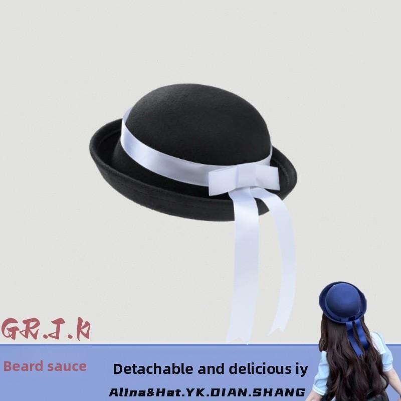 Korean Style Woolen Flat Top Hat With Ribbon For Women Autumn
