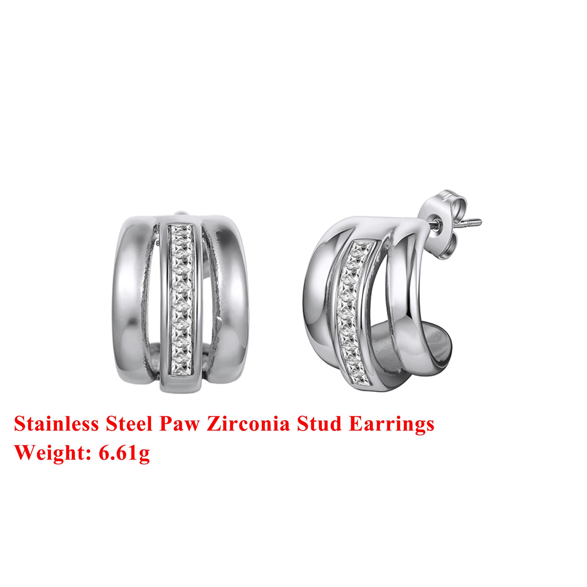 

Effie Queen Stainless Steel 18k Gold Paw Shaped Zirconia Stud Earrings Cute Jewelry for Women Vacation Birthdays Gift STKE27 срібний