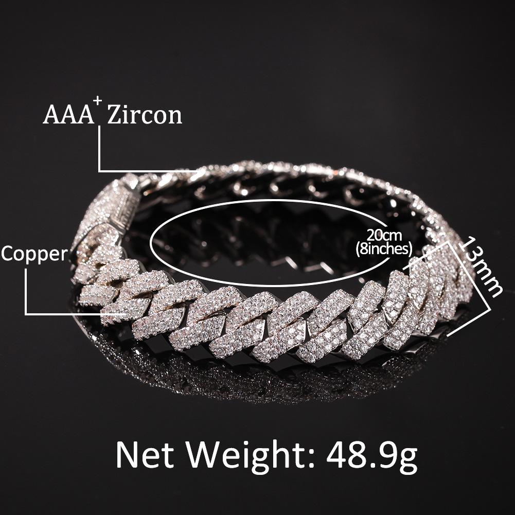 Hochwertiges Herren Hip Hop Zirkonia Kubanische Kette Armband