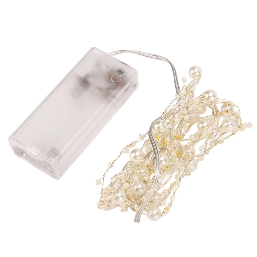 4pcs Beads String Lights White Pearls DIY Attractive Decorative Plastic Metal Low Voltage LED String Lights