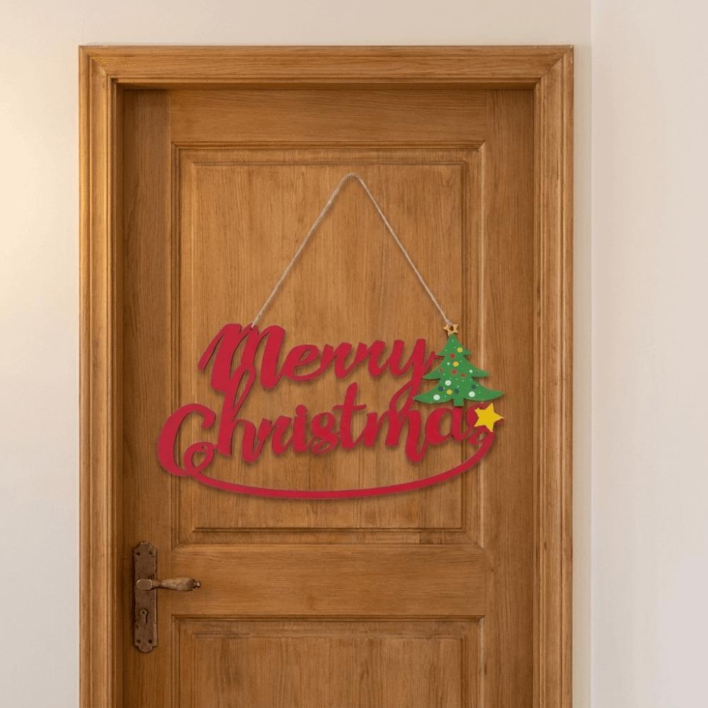 Wooden Christmas Door Hanging Reindeer Decorative Christmas Ornaments Santa Claus Snowflake Xmas Wall-mounted Pendants