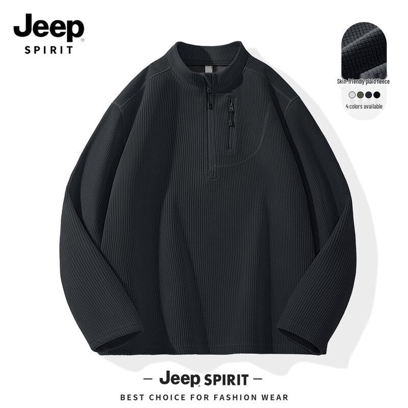 

JEEP SPIRIT Men s 2025 Autumn/Winter Fashion Fleece Lined Stand-Collar Sweatshirt 3XL
