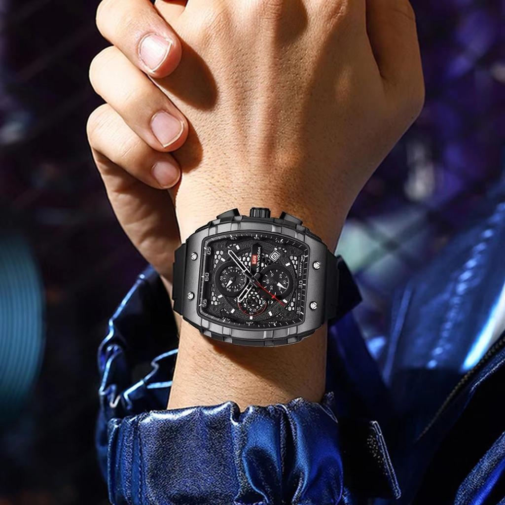 Men Multifunctional Watch Fashion Silicone Timing Clock Waterproof Sports Military Watch Quartz Watch