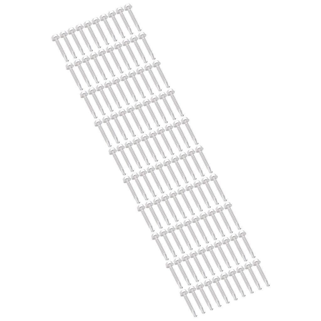 100Pcs Self Drilling Screw Stainless Steel Hex Washer Screws for Home Office Equipment