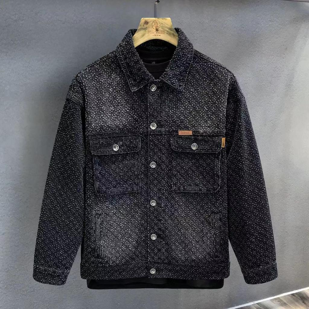 High-end Sense Cat Claws Fashion Niche High-end Denim Jacket for Men Plankton Handsome High Street Retro American Jacket