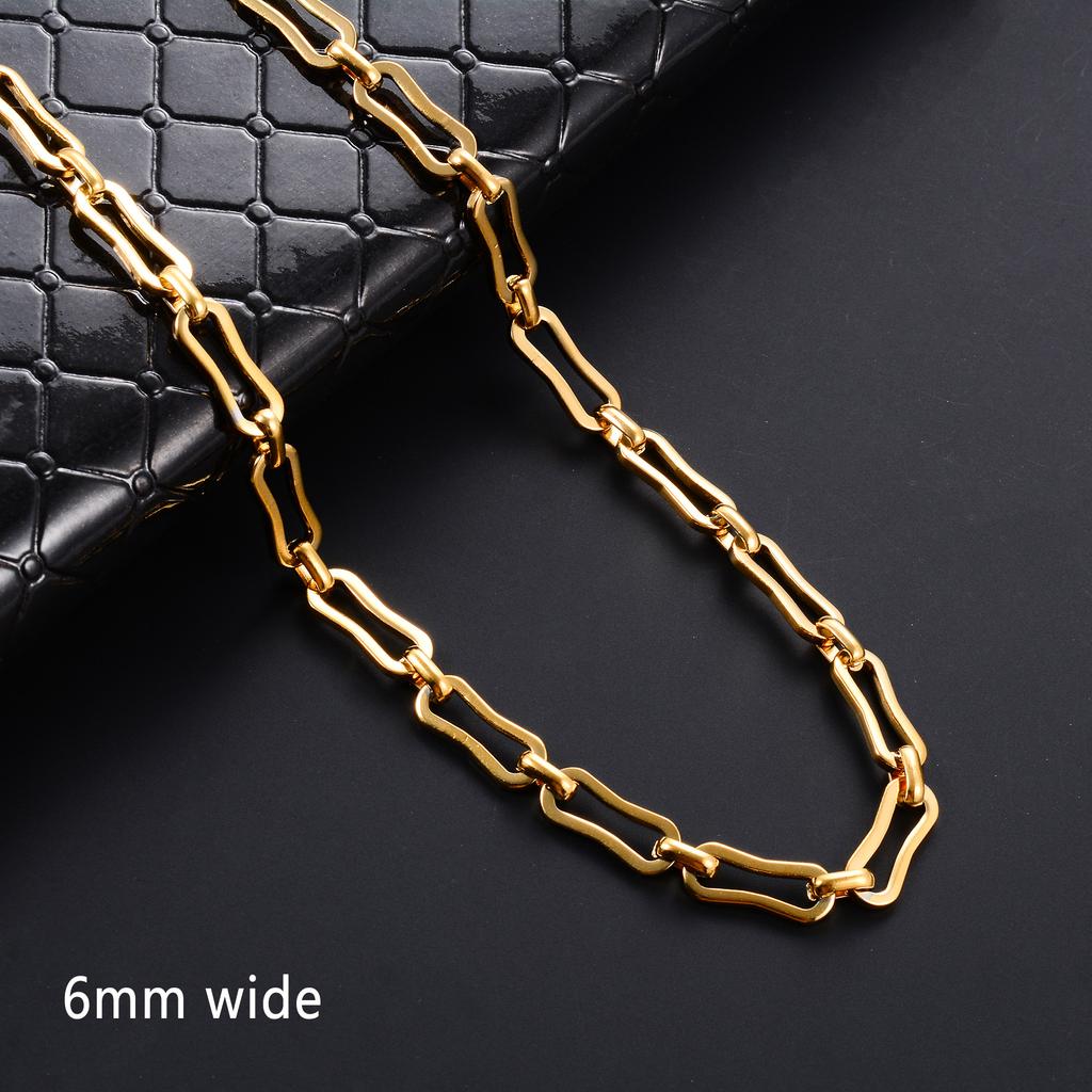Handmade Stainless Steel Link Geometric Chain Necklace for Women Men Chunky Gold Choker Punk Hiphop Boy Metal Jewelry Gift