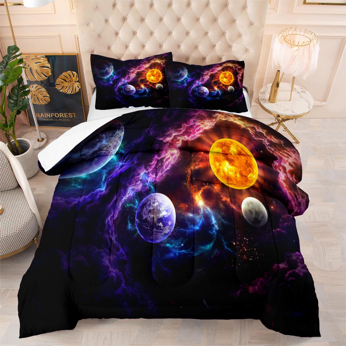 3D цифровая печать Микрофибра Одеяло - Созвездие, Звездное небо, Вселенная, Дизайн с планетами 172*218cm