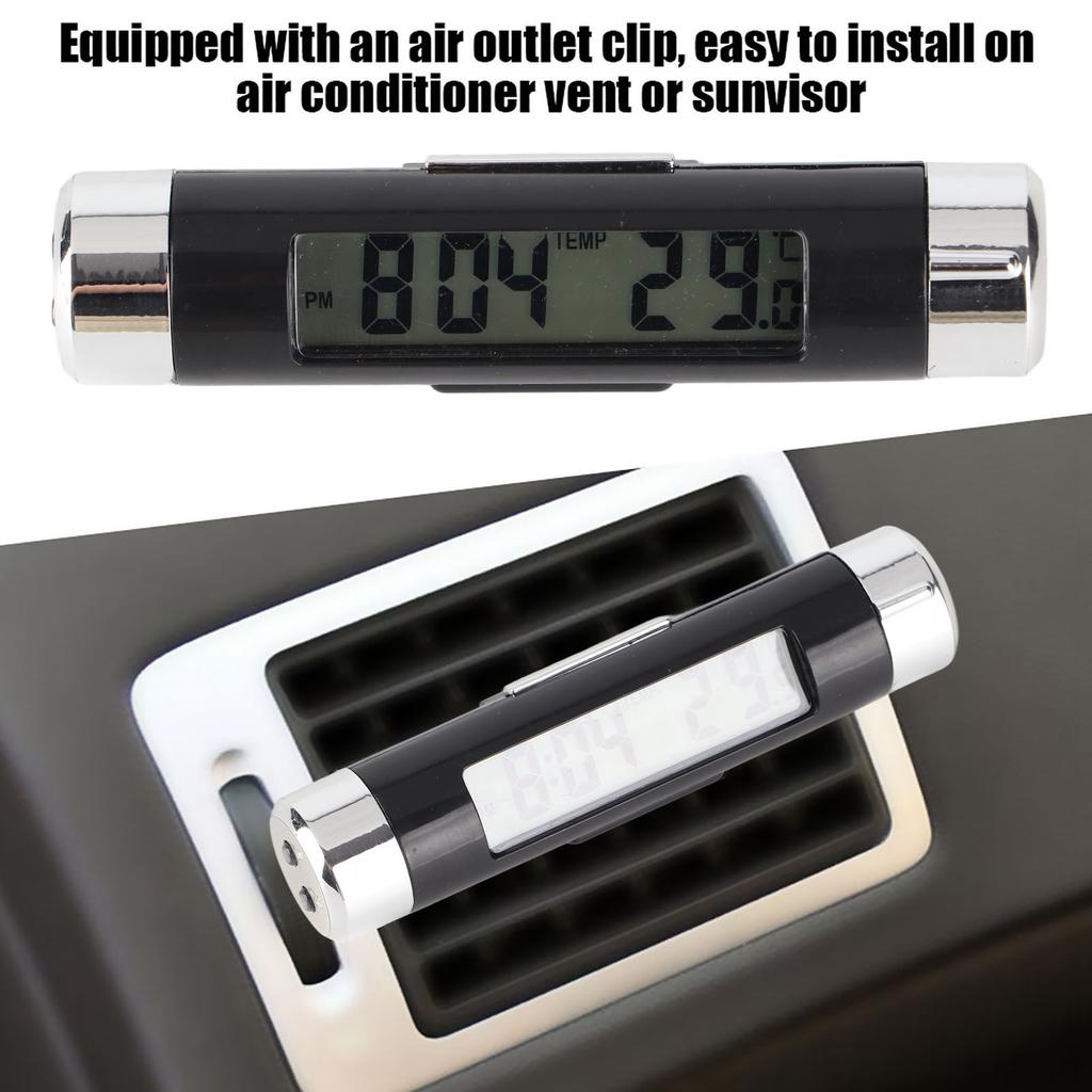 LED Car Thermometer, Car Clock Thermometer with LED Backlight, Car Clock Thermometer Small Size Design, More Functions