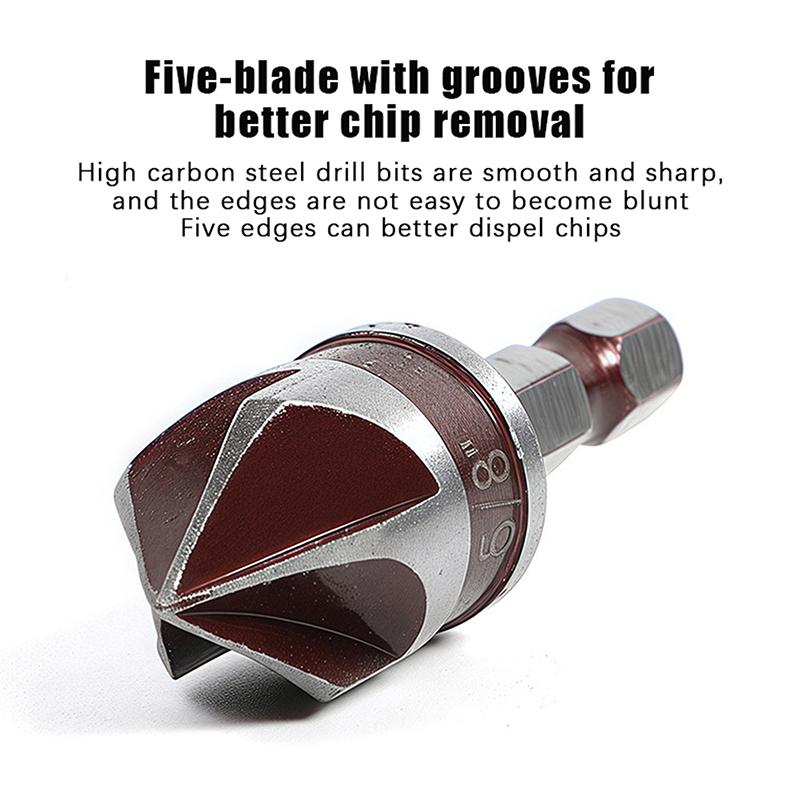 Hole Opener Chamfer Drill Bit Hex Shank Woodworking Chamfering Tool 82Celsiusountersink Precise Multi-Size Countersink Bits