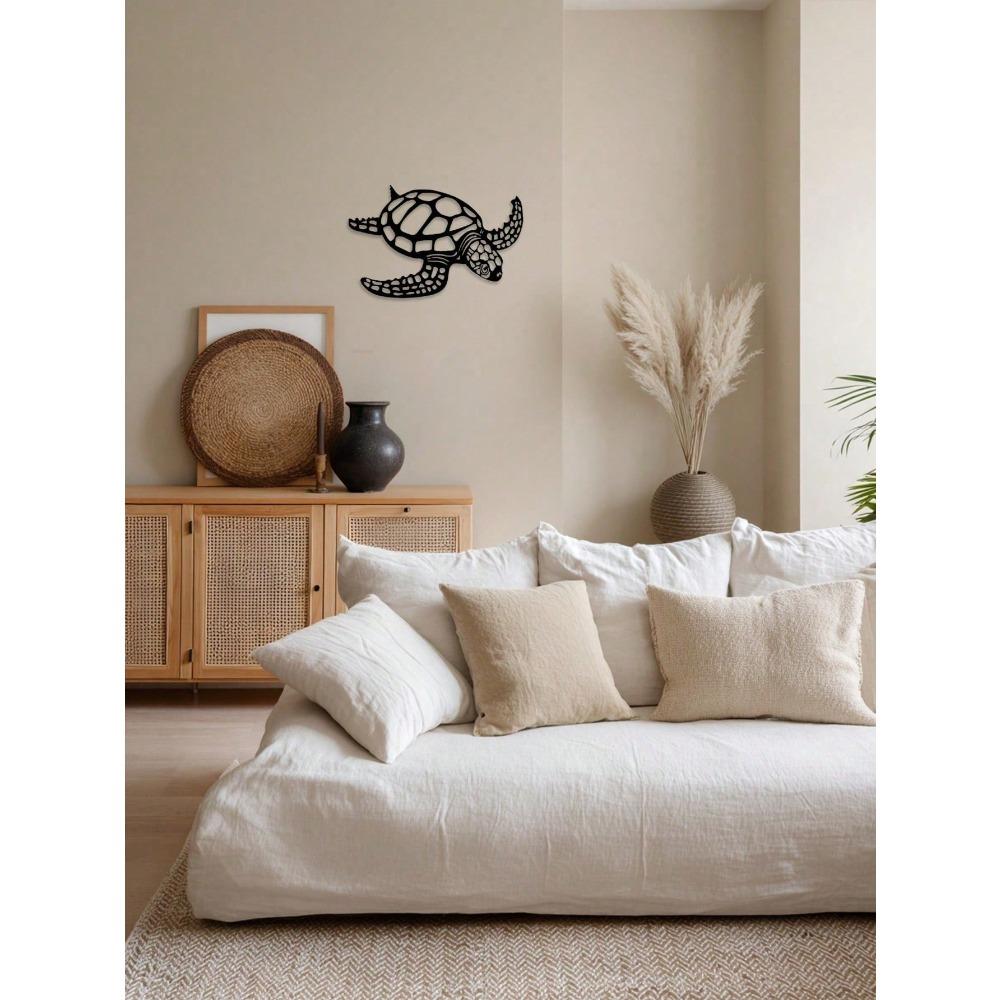 Metal Sea Turtle Wall Decor - Coastal Nautical Hollow Art for Living Room, Bedroom, Bathroom, Boho Hanging Ornament, Housewarming Gift, Holiday Decor