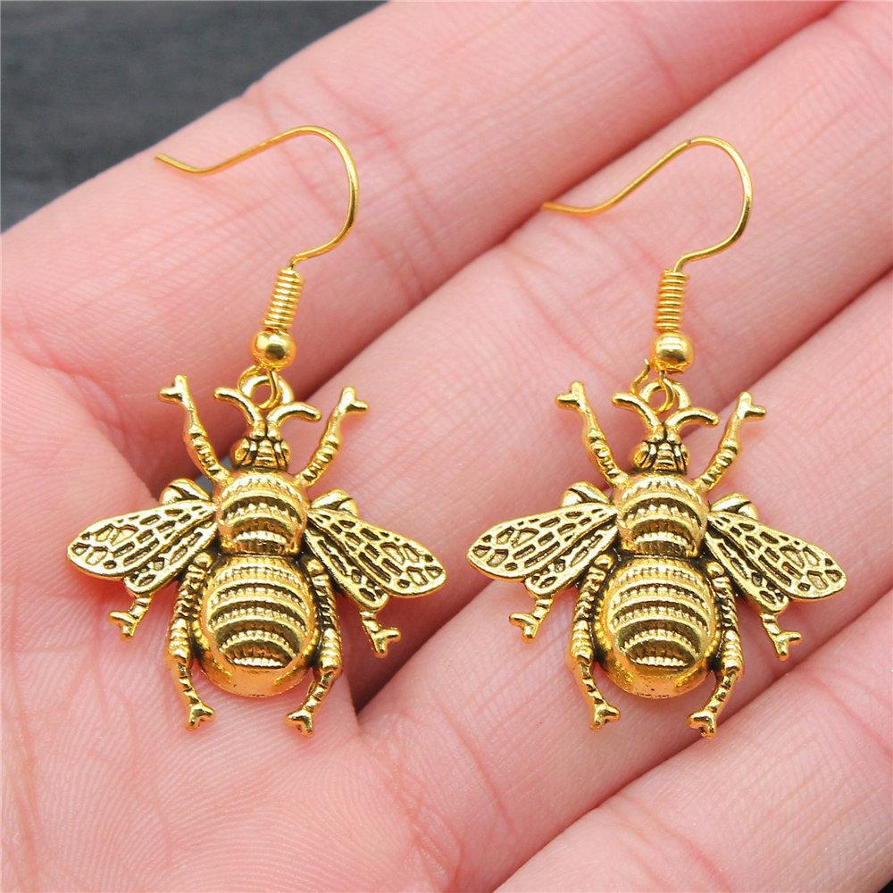 Hängeohrring Biene Wabe Minimalistische Schmuckkomponenten Ohrringgröße 18x19mm QE004