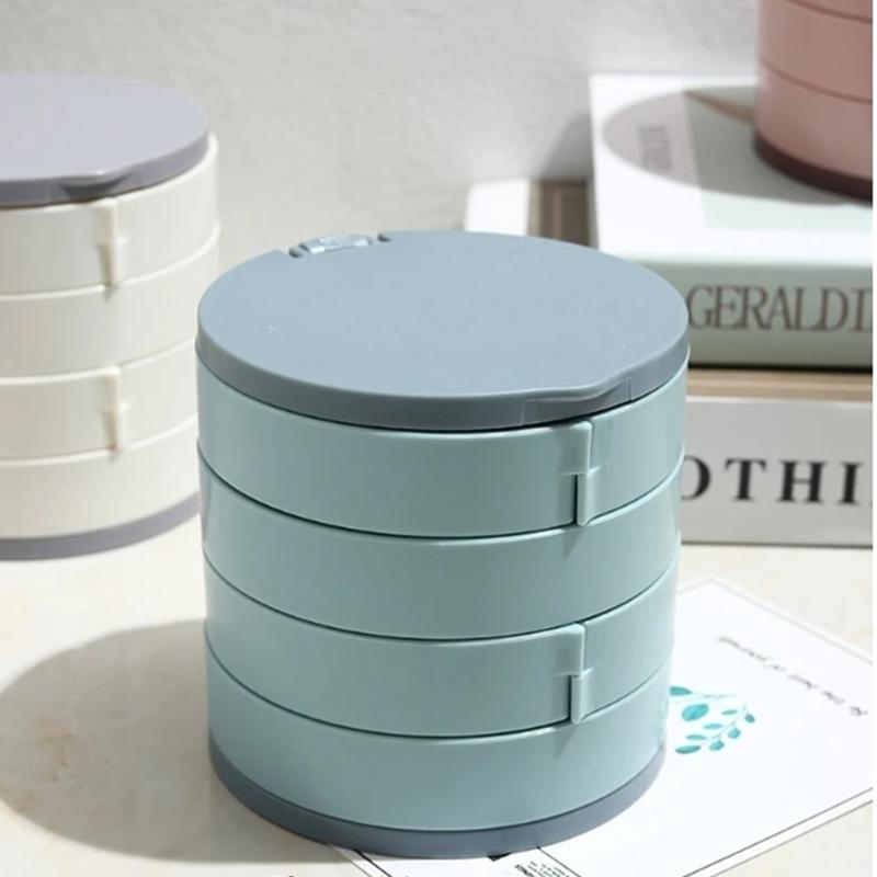 Four-Layer Jewelry Box-Rotatable Jewelry and Cosmetics Storage Box-Earrings and Necklaces Holder-Dust-Proof Storage Rack