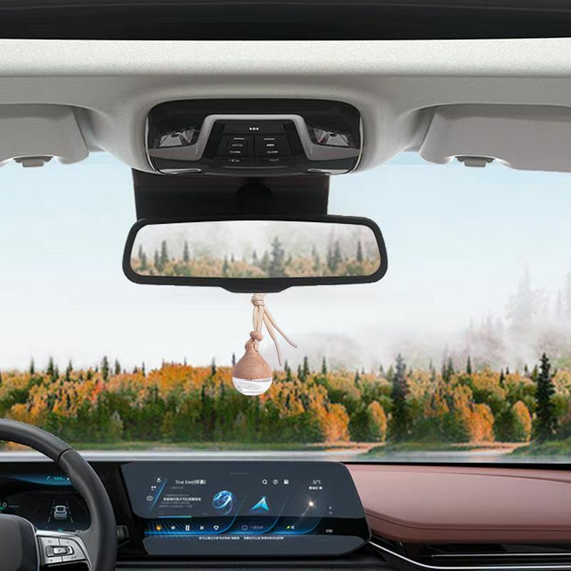 7-8ML Empty Car Air Freshener Pendant Perfume Glass Bottle With Wooden Caps Refillable Car Essential Oil Diffuser Bottle