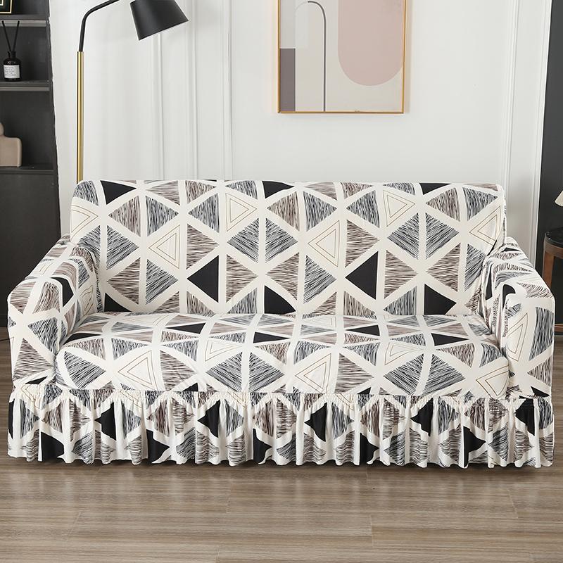 High Elastic Sofa Slipcover With Skirt Stretch Easy Fitted Armchair Sofa Cover for Living Room Furniture Protector Couch Cover