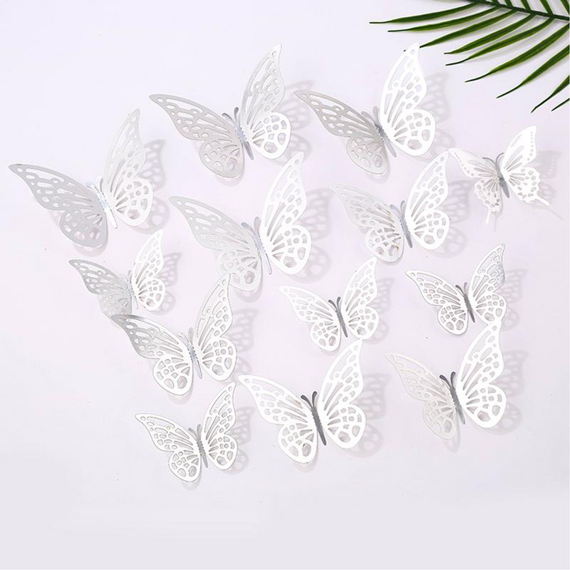 12pcs Butterfly Sticker 3D Effect Hollow Butterflies Wall Sticker Beautiful Butterfly For Kids Room Wall Decal Home Decoration