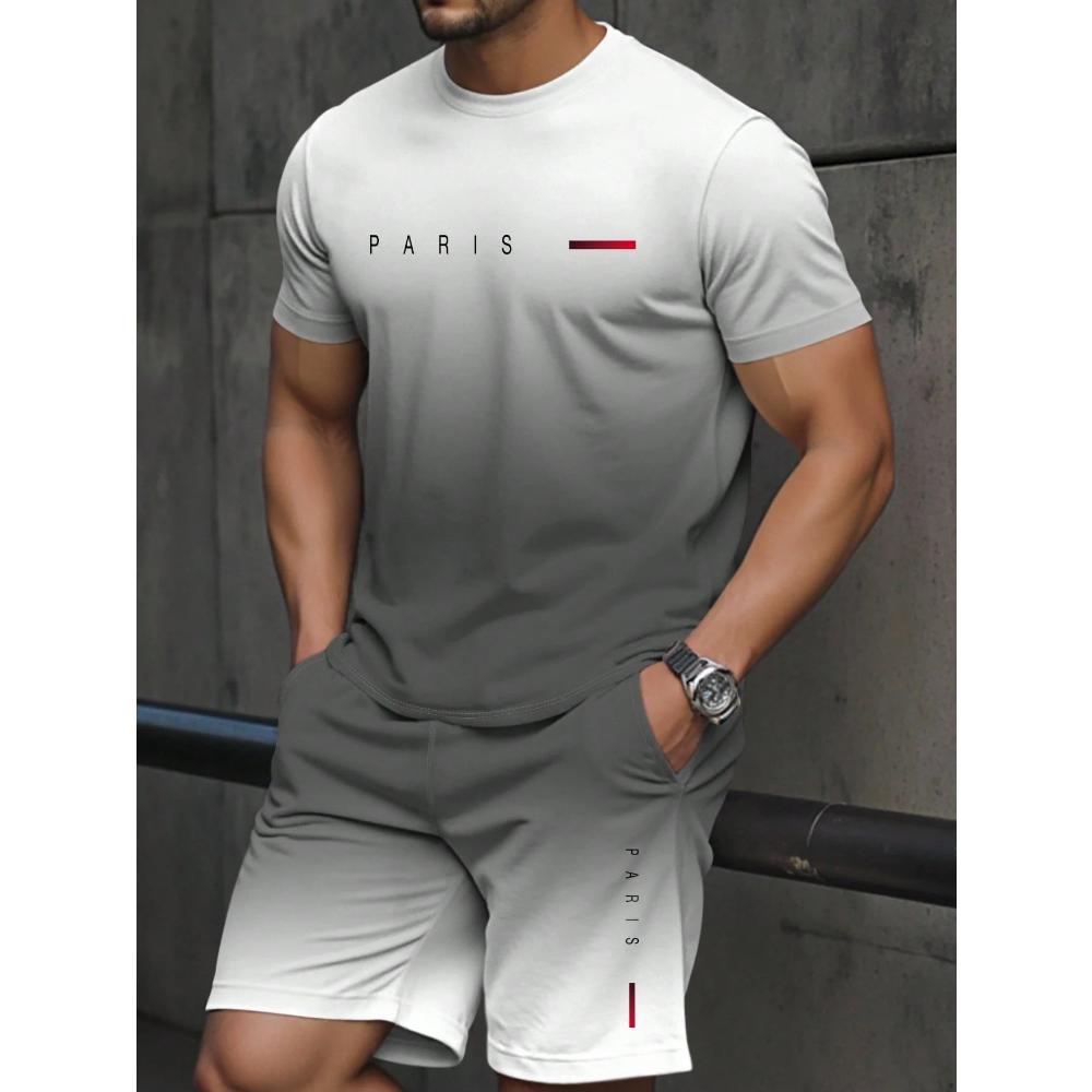 Men's Casual Fashion Sports Suit Round Neck Lightweight Short-sleeved Shorts Suit Loose Comfortable Unisex Sports Clothing
