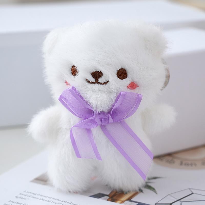 Whimsical Plush Bear And Rabbit Keychain Adorable Stuffed Animal Doll Backpacks For
