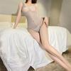 Dünne 8D Ölige Seide Transparent Seidig Hoher Schritt Einteiler Strumpfset Damen Dessous Offener Schritt Badeanzug