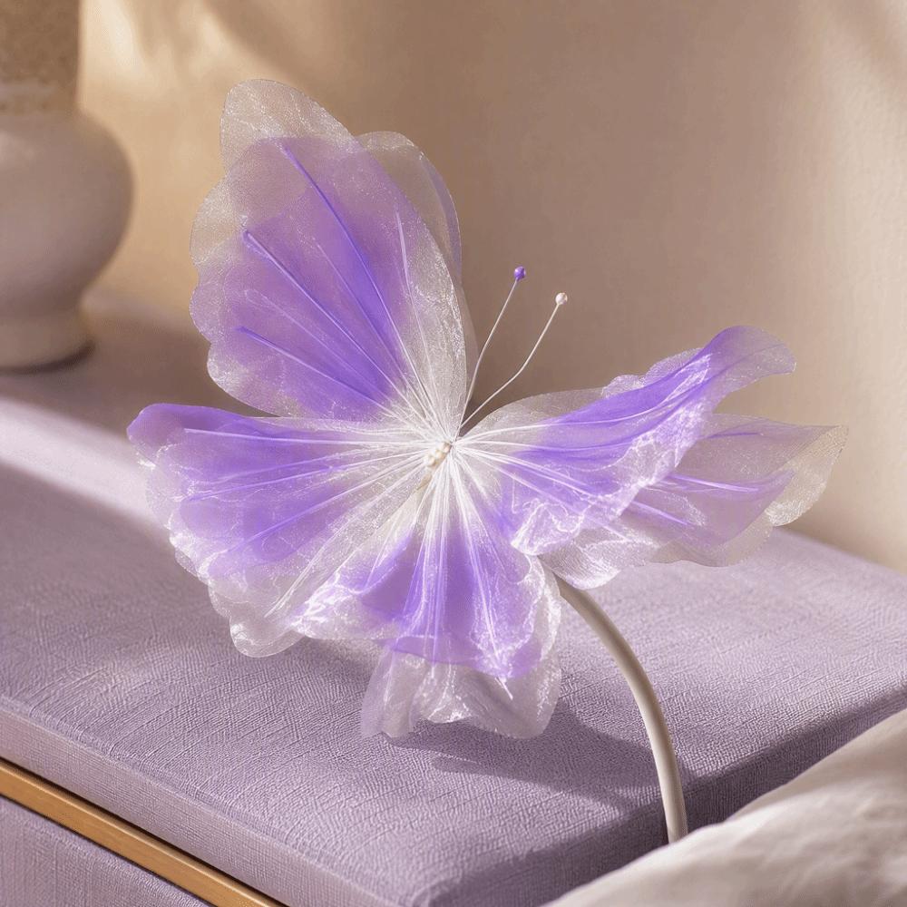 Flower Pattern Artificial Butterfly Gradient Color 3D Silk Yarn Butterfly Wedding Party Decoration