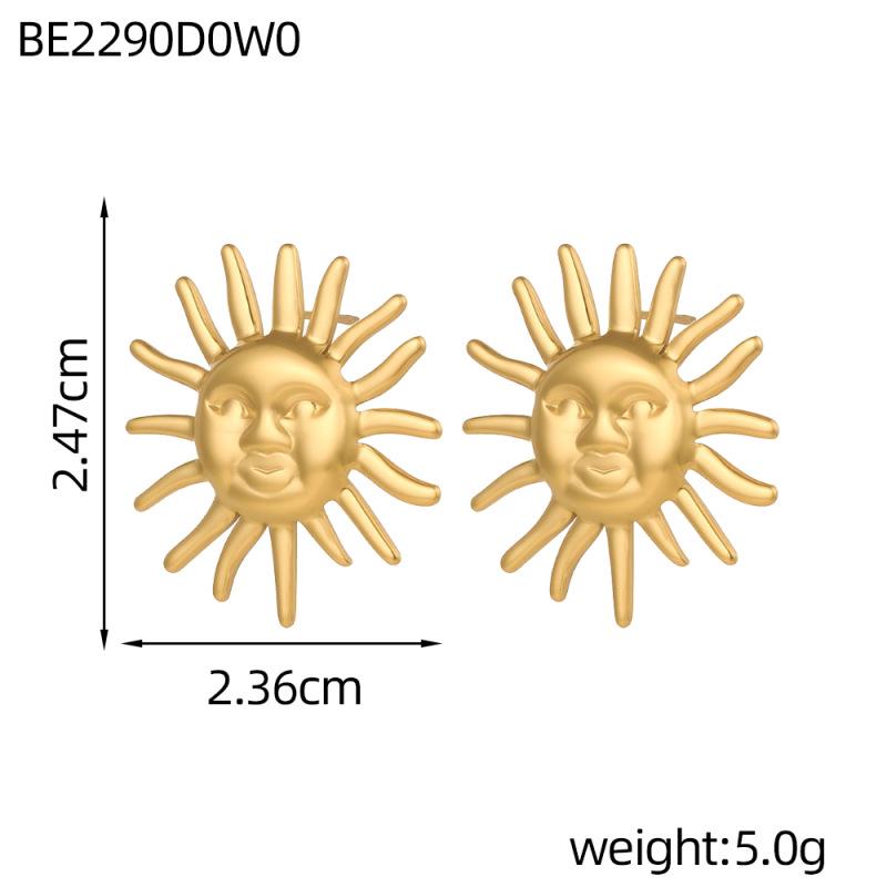 INSSGG Haute Couture Vintage Sun God Pendant Earrings – Tribal Textured Heart Exaggerated Luxury Style