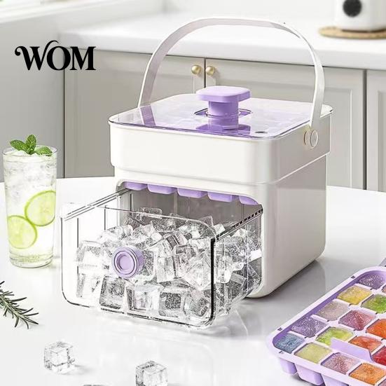 Odor Resistant Ice Tray 2-In-1 Tray, Maker And Storage Bin Set, Large Capacity 25-Cell Portable Box One-Click Easy Release Cube Maker, for Camping