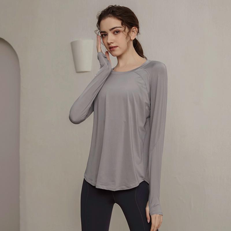Ženy Volné oblečení na jógu s dlouhým rukávem Rychleschnoucí Prodyšný Top s kulatým výstřihem Elastické oblečení na jógu Běžecký trénink Fitness oblečení
