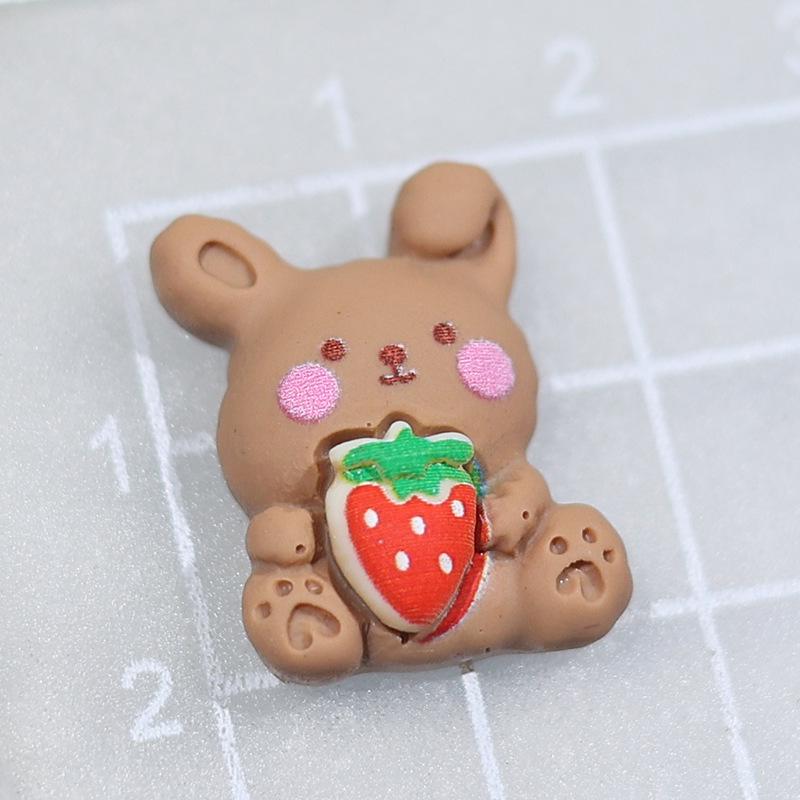 Cartoon Little Bear & Rabbit Resin Ornaments: Beige Milk Tea Phone Case & DIY Hair Accessories