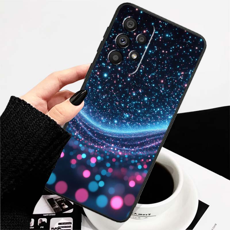 Shining creative patterns For Samsung A73 A72 A71 A55 A54 A53 A52 A51 A13 A22 A16 A15 A12 A14 A26 A07 5G Black Phone Case