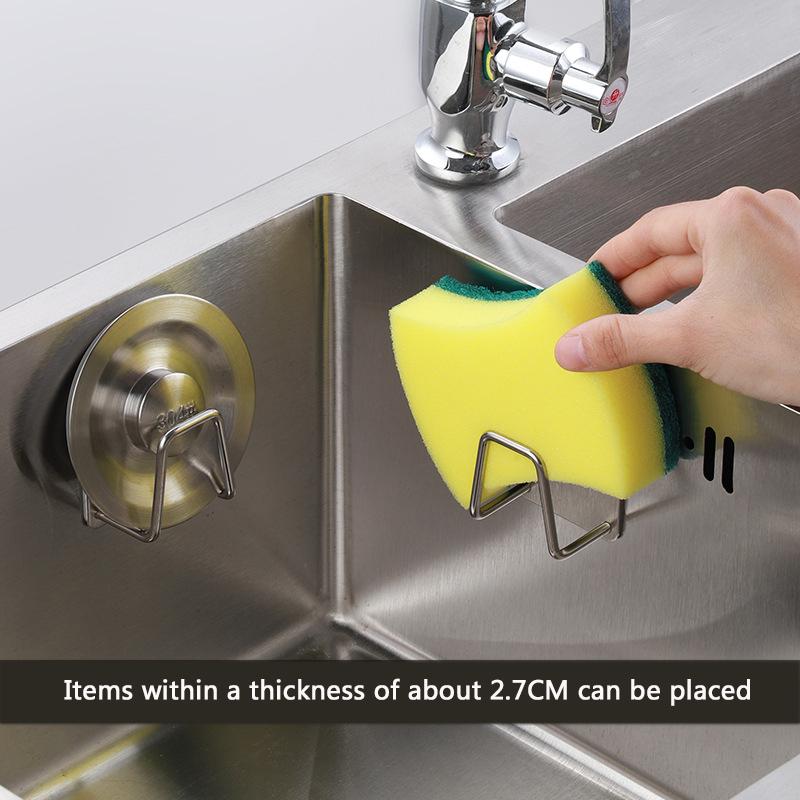 1/2/4pcs Stainless Steel Sink Sponges Holder Self Adhesive Drain Drying Rack Home Kitchen Wall Hooks Accessories Storage Organizer