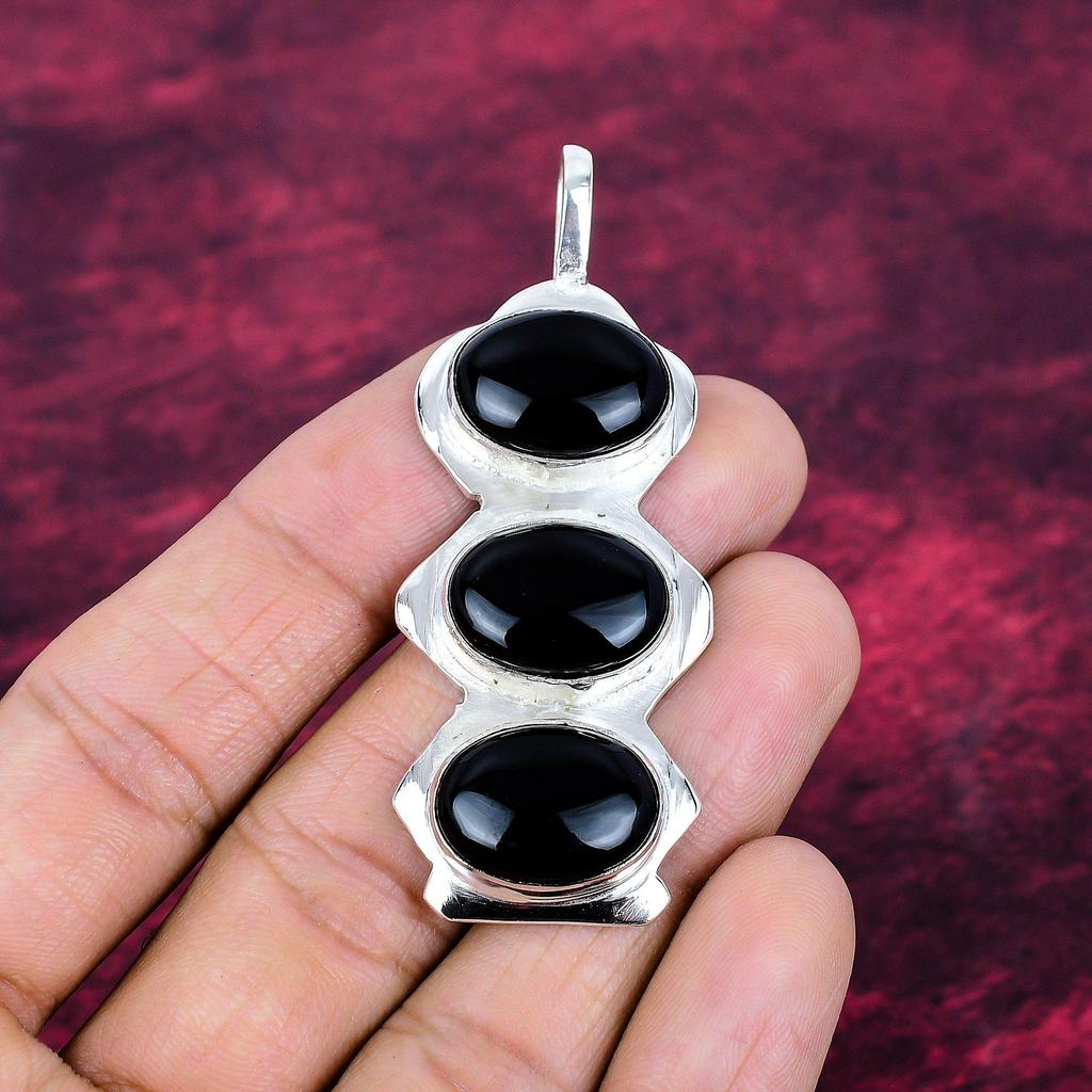 Black Onyx Jewelry, 925 Solid Sterling Silver Pendant Handmade Gemstone Jewelry, Gifts For Wife Brand New Pendant