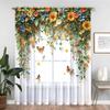 1pc Window Sheer Curtain Living Room Bedroom Dining Room Corridor Office Gym Romantic Warm Flowers Valentine's Day Roses Translucent