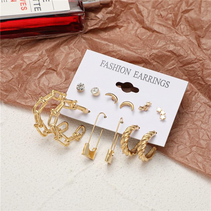 IF ME Trendy Geometirc Gold Round Hoop Earrings Set For Women Big Leopard Resin Hoop Earrings Accessories Jewelry Party