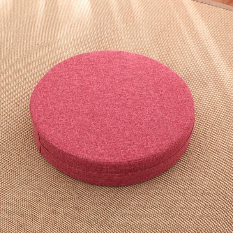 Thick Washable Japanese Zen Meditation Cushion - Round Tatami Linen Seat for Home and Balcony