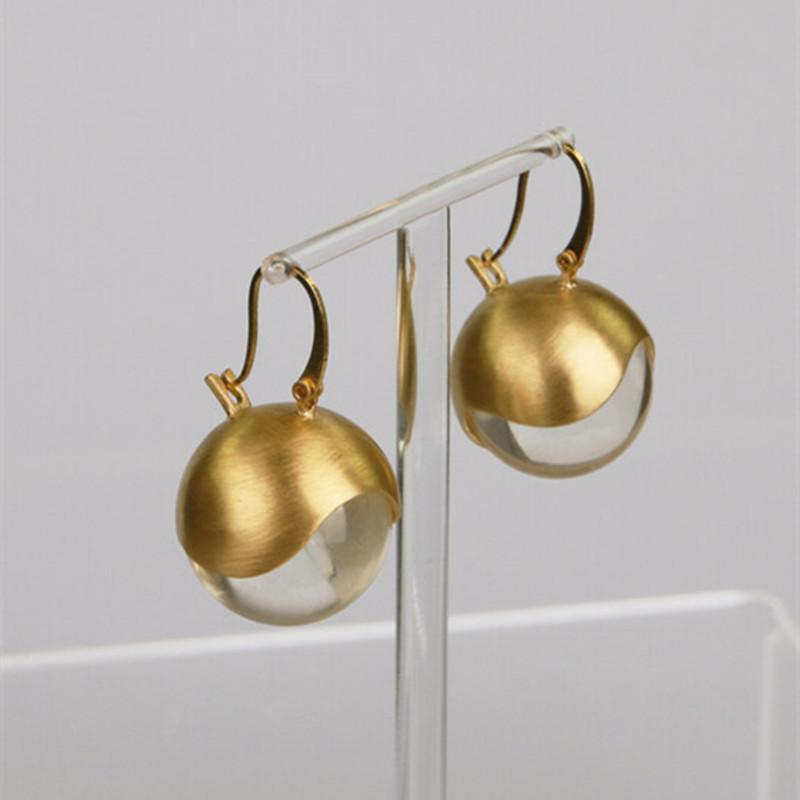 Минималистичные металлические серьги-гвоздики с шариком, прозрачные акриловые шарики, матовые серьги, ретро, преувеличенные серьги-шарики для женщин