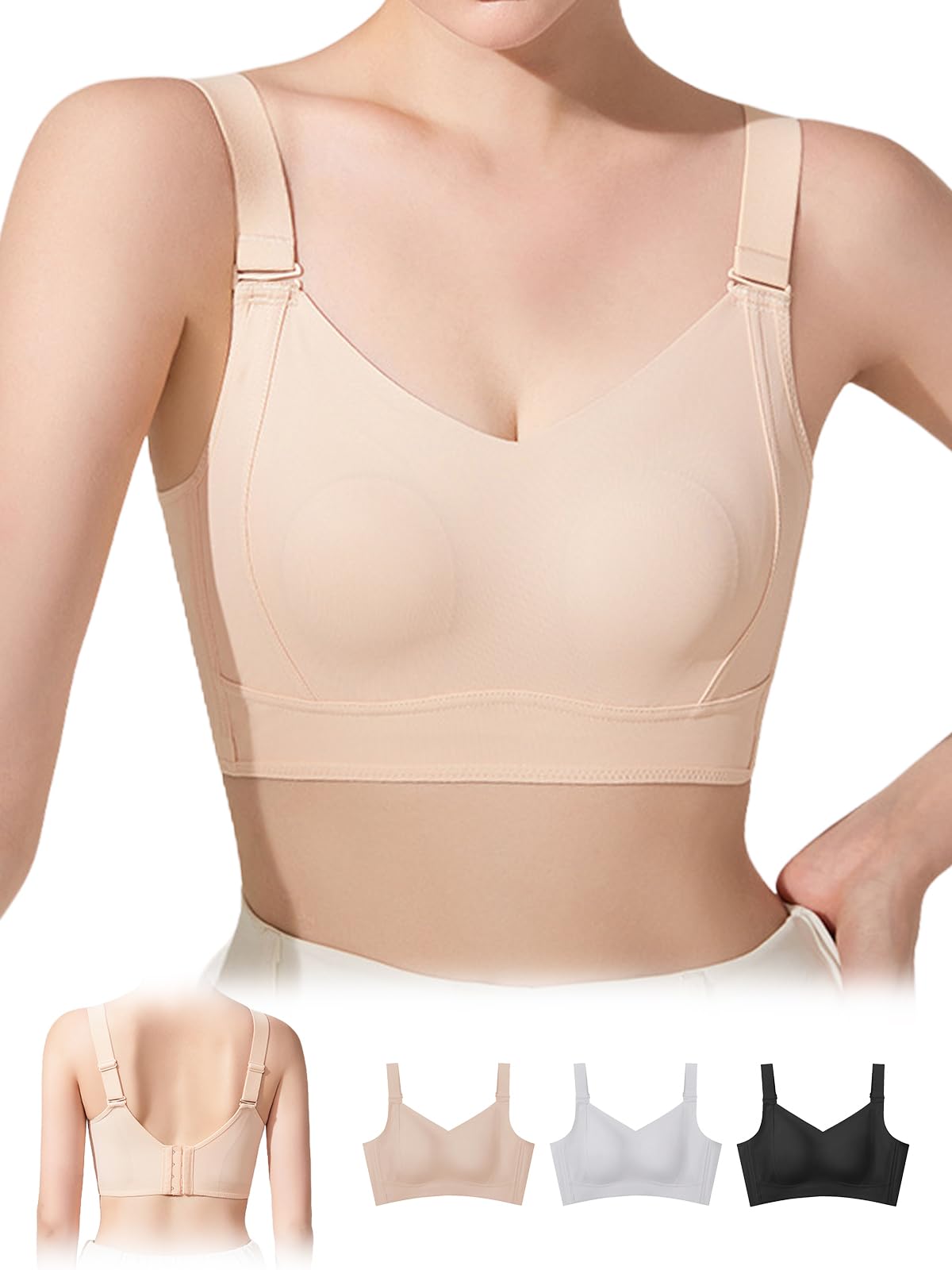 

Vehmia Бесшовный Минимизирующий Бюстгальтер Дизайн на 2 размера чашки для похудения и комфорта при длительном ношении Легкий и Доступен в больших размерах Идеально подходит для дня и бежевый