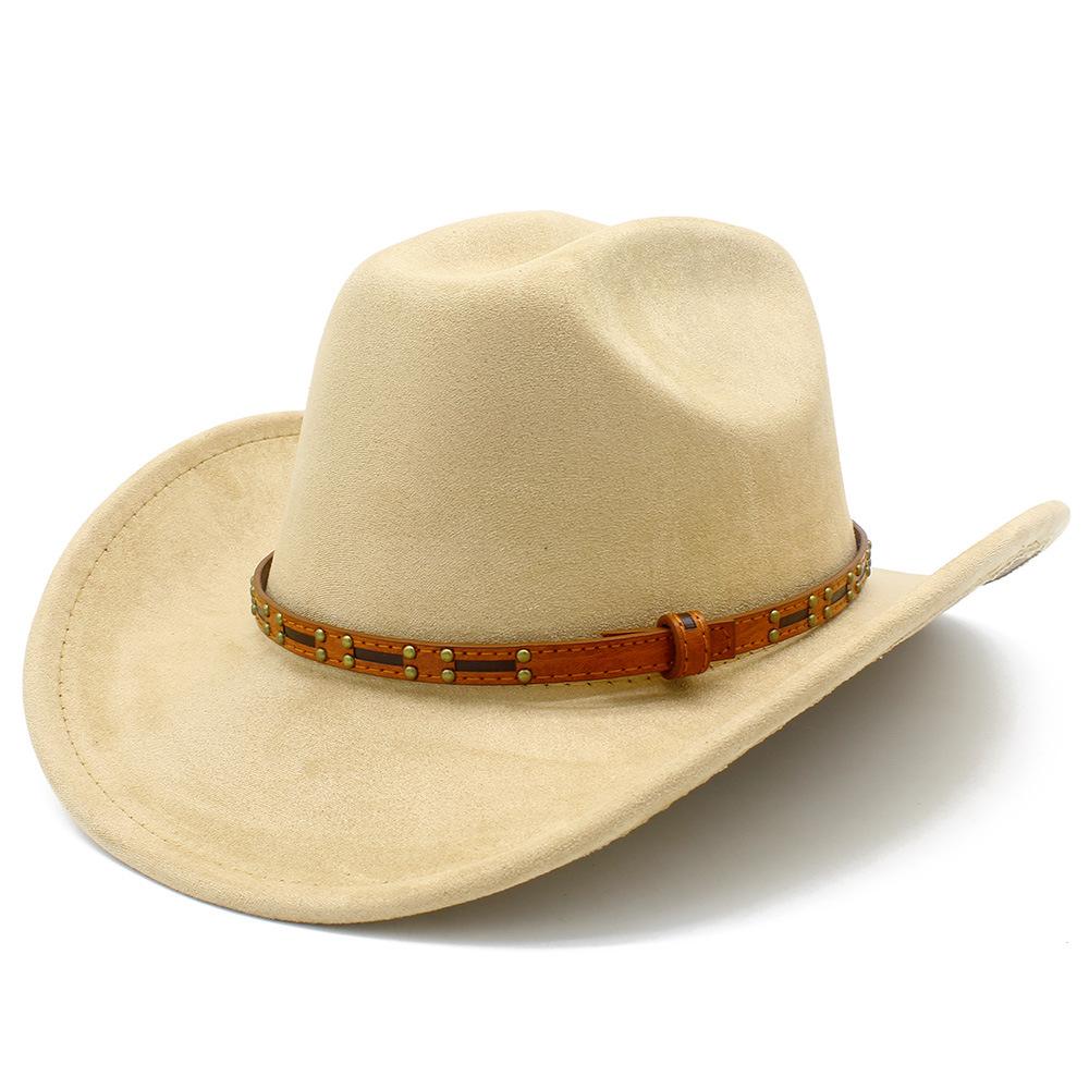 Multi-color Optional High-quality One-word Top Classic Simple Western Cowboy Hat Tan Leather Rivet Accessories Top Hat