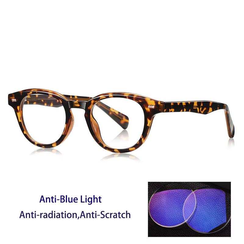 

Brand Classic Men s Anti Blue Light Reading Glasses Vintage Rivets Gradient Round Photochromic Lens Computer Optical Eyeglasses 0(NO BLUE LIGHT)