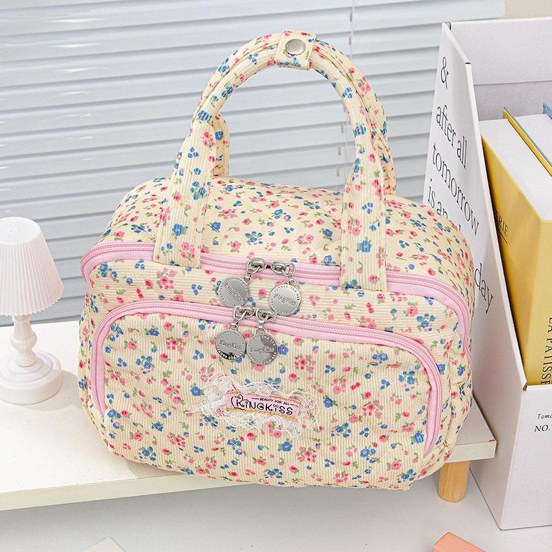 Women's Floral Makeup Bag New Arrival Travel Toiletry Cosmetic Pouch Large Capacity Portable Hand Carry Organizer Case