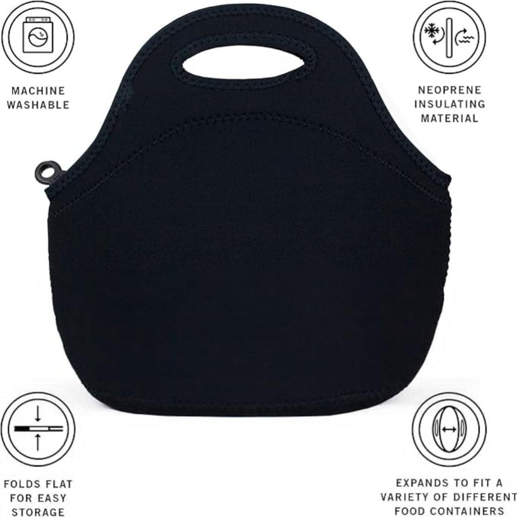 Gourmet Getaway Weiche Neopren-Lunchtasche Leicht Isoliert Und Wiederverwendbar Einheitsgröße Schwarz