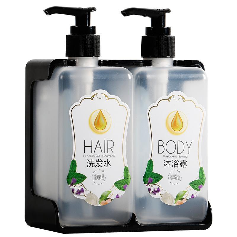 Bathroom Hotel Double Soap Dispenser Bottles Shower Shampoo Liquid Soap Dispenser