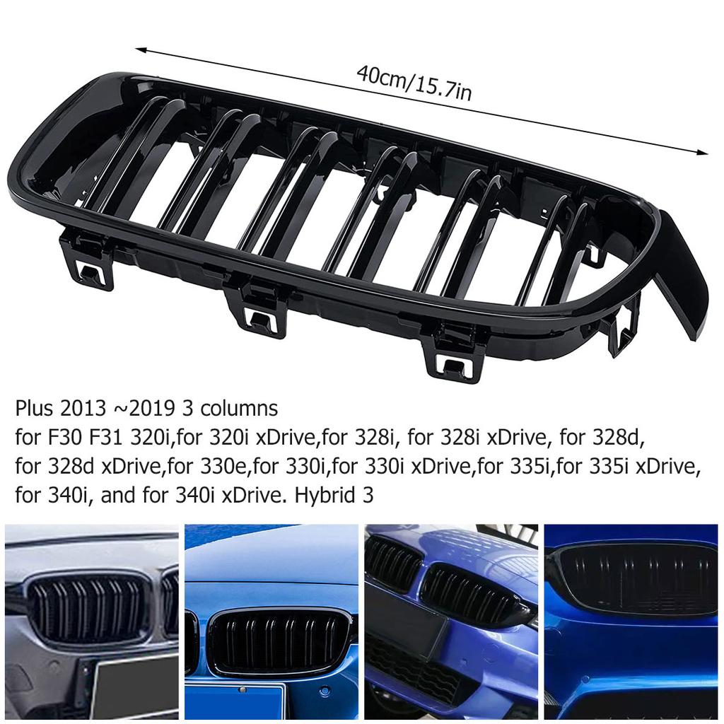 1Pair Front Grille Insert Trims for BMW 3 Series F30 F31 320i 328i 330e 2013~2019 Car Front Grille Decorative Trim Stripes Cover