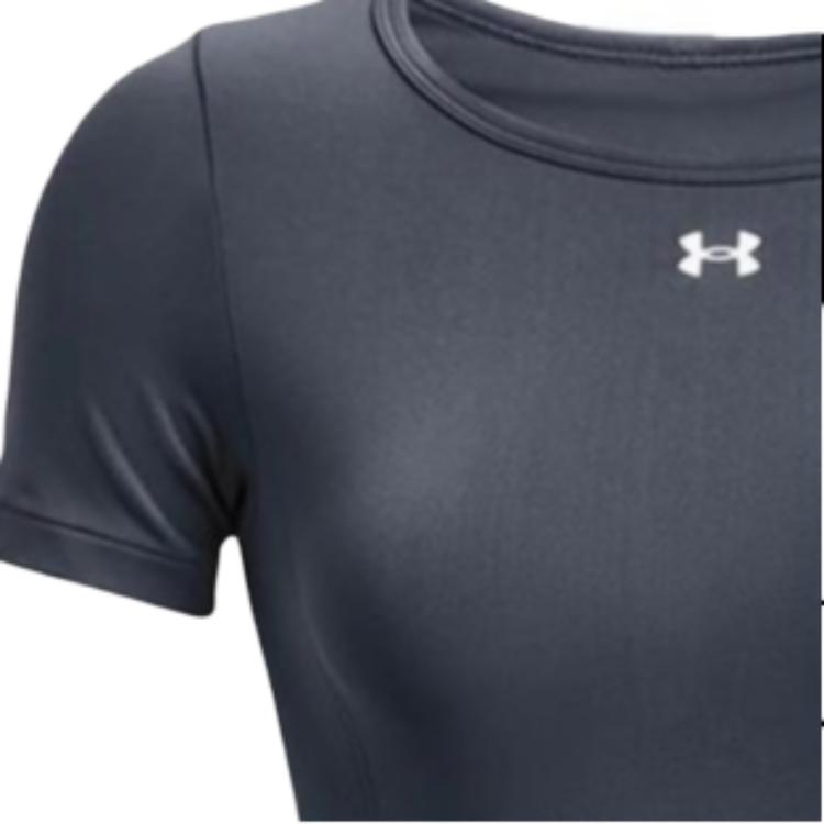 Under Armour Solid Color Breathable Casual Sports Short Sleeve T-Shirt Women Tops Gray 1379149-044