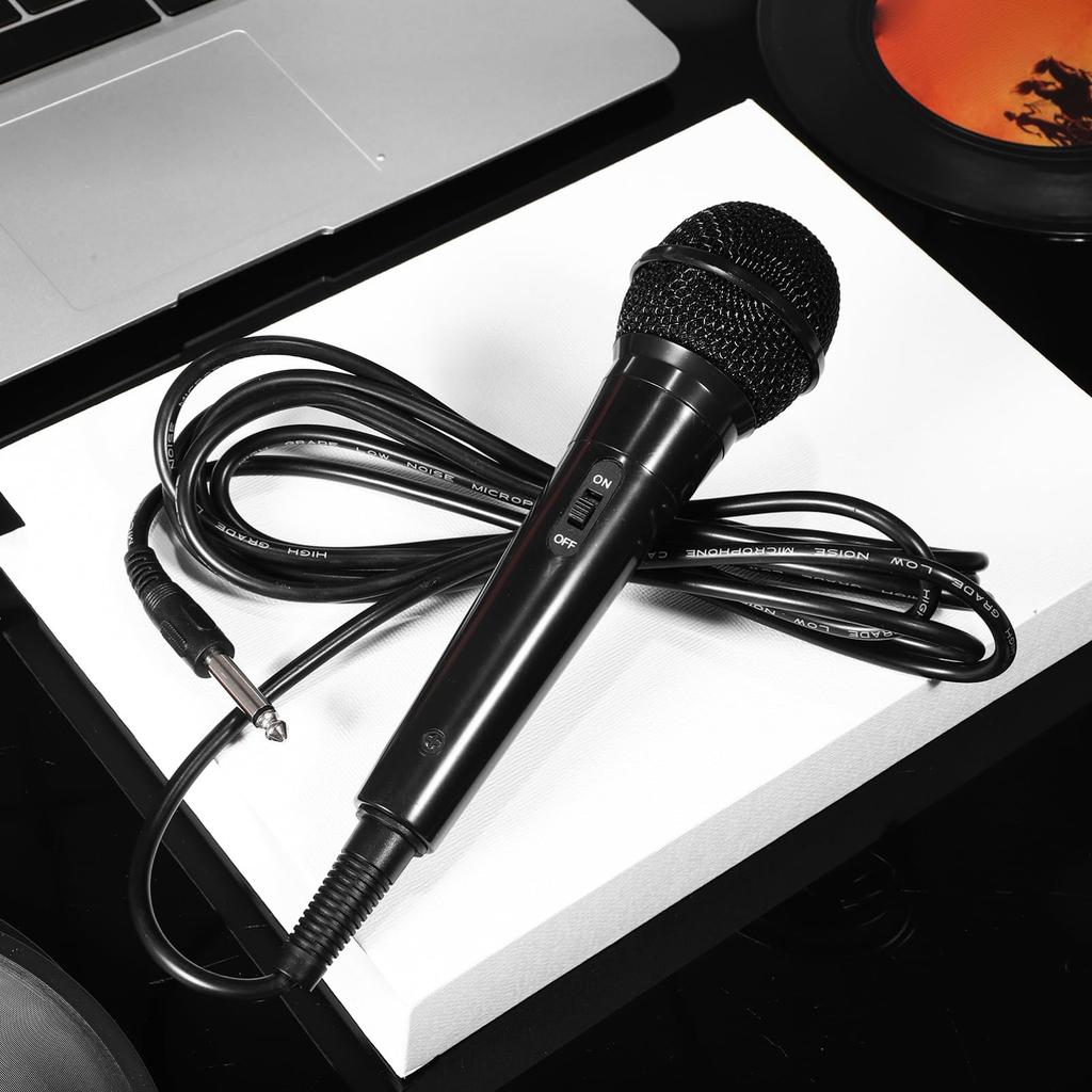OUNONA Wired Karaoke Microphone, 6.5mm, Black, Handheld Microphone, Compact and Lightweight, for Home Karaoke, Singing, Game Commentary, Live